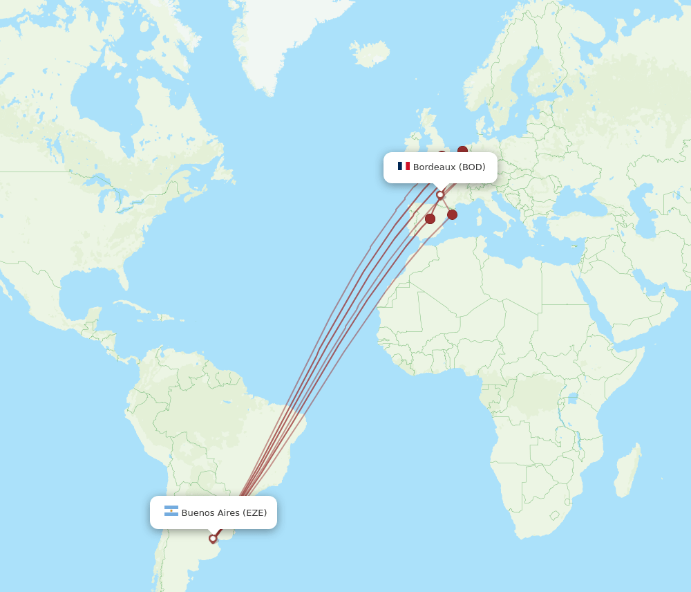 EZE-BOD flight routes