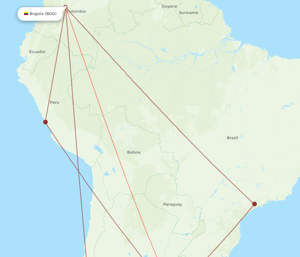 EZE to BOG flights and routes map