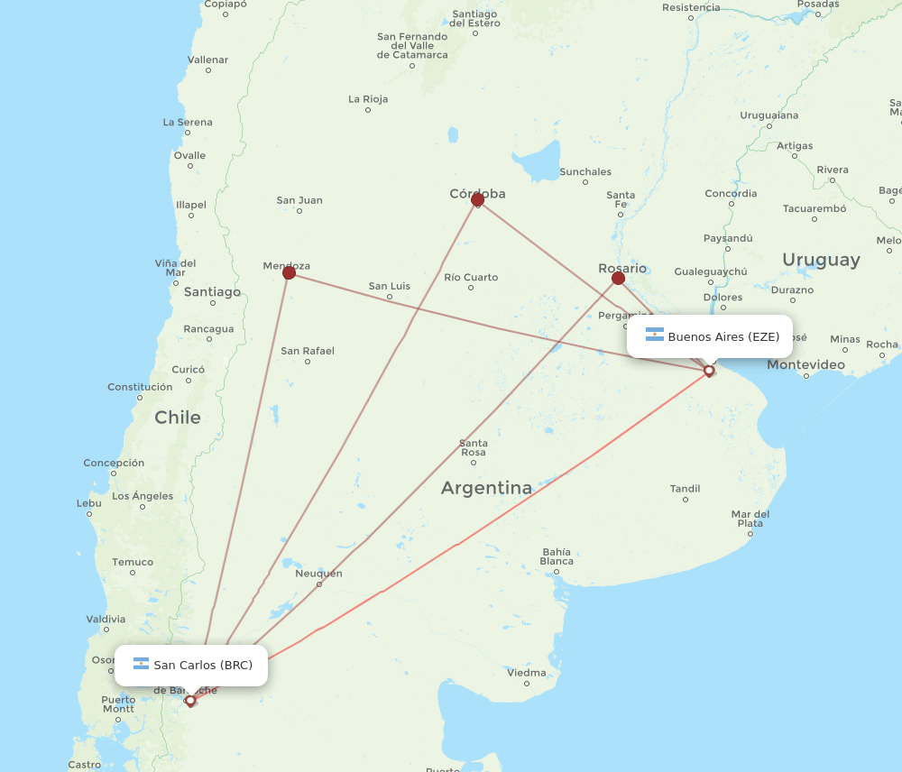 EZE to BRC flights and routes map