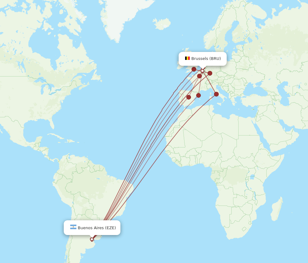 EZE-BRU flight routes