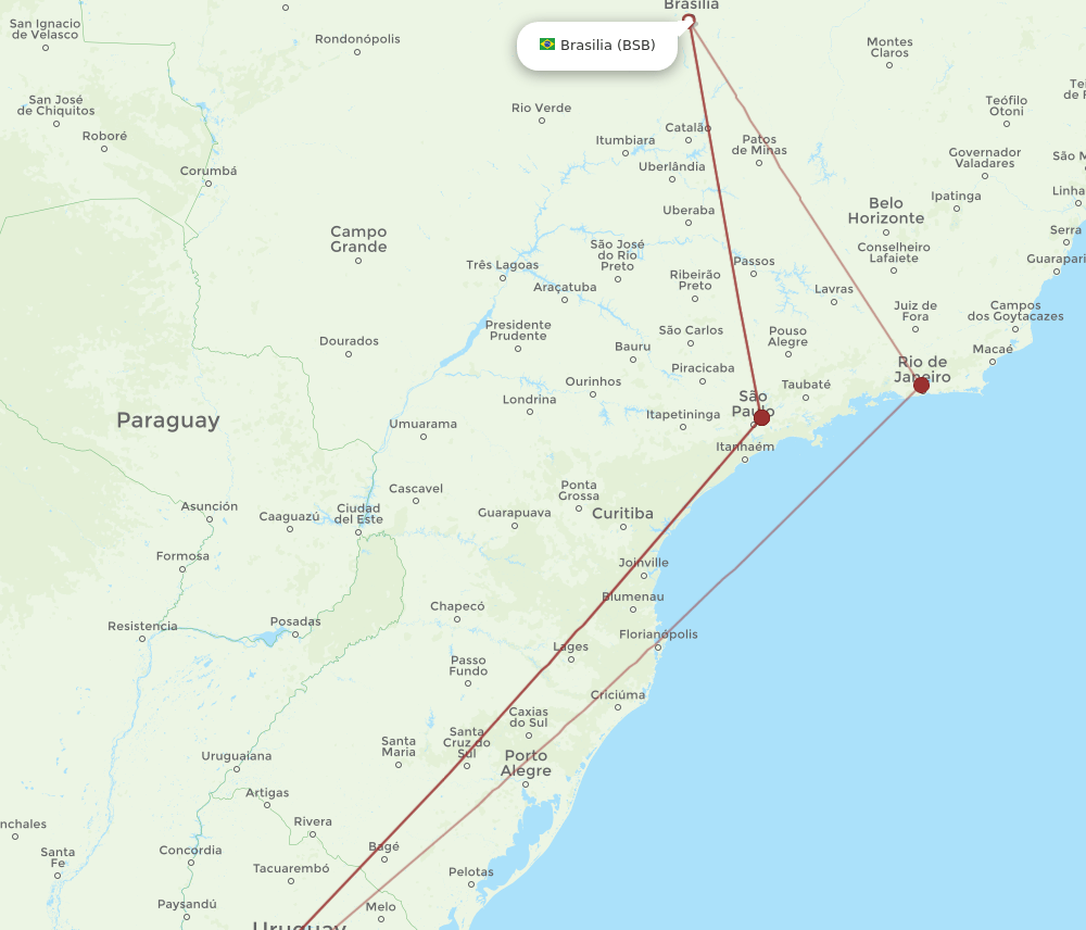 EZE to BSB flights and routes map