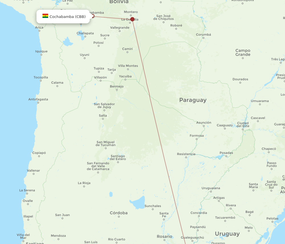 EZE to CBB flights and routes map