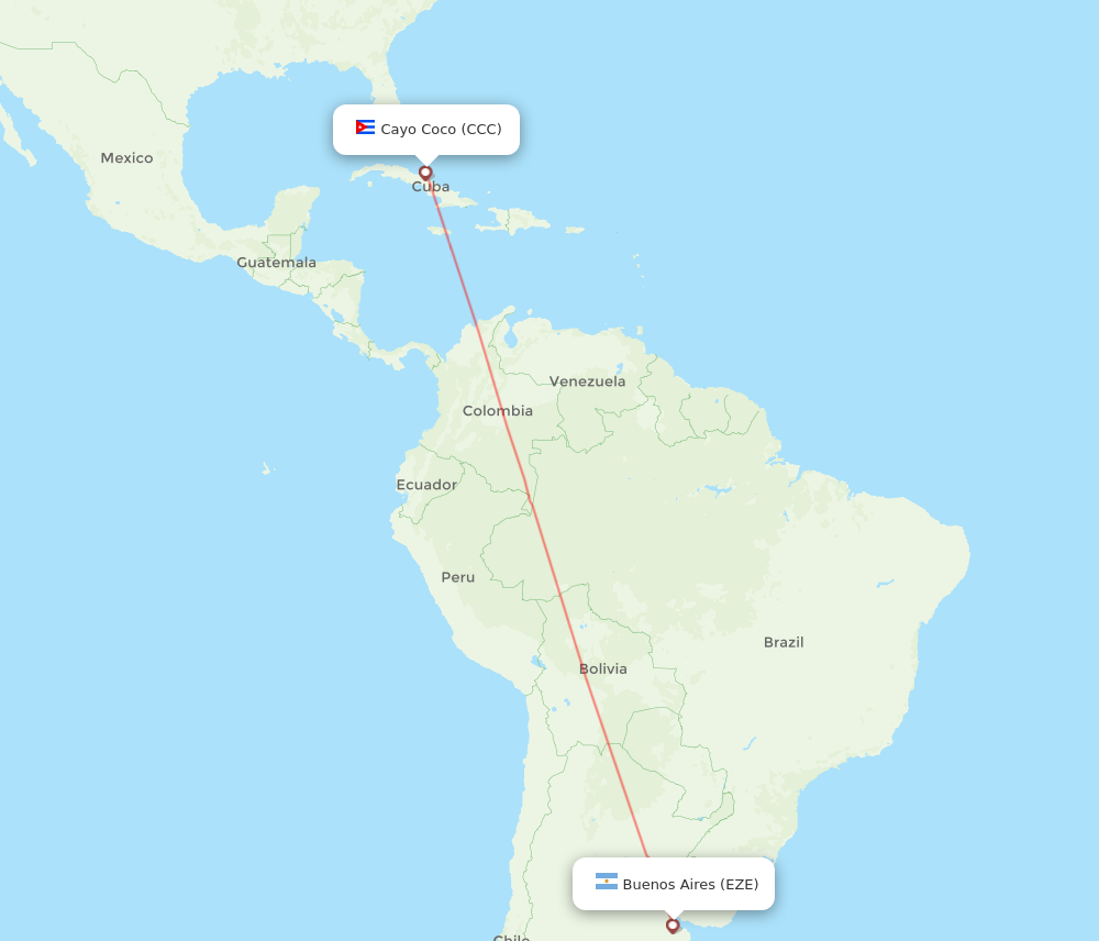 EZE to CCC flights and routes map