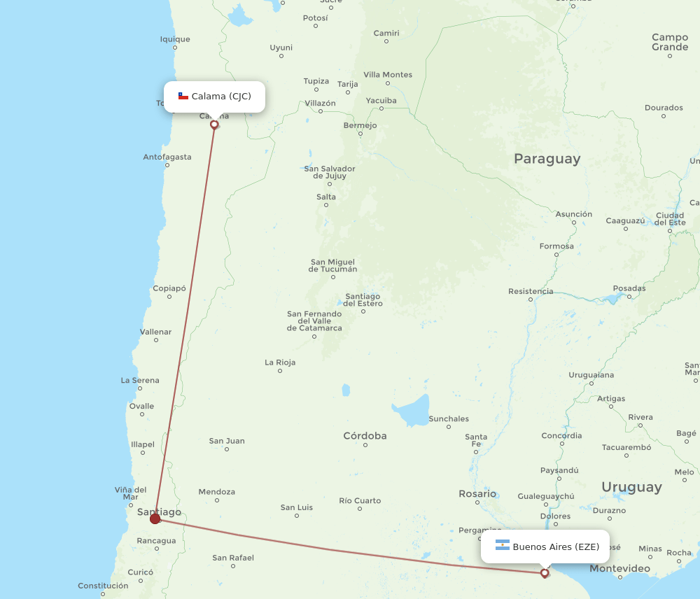 EZE-CJC flight routes