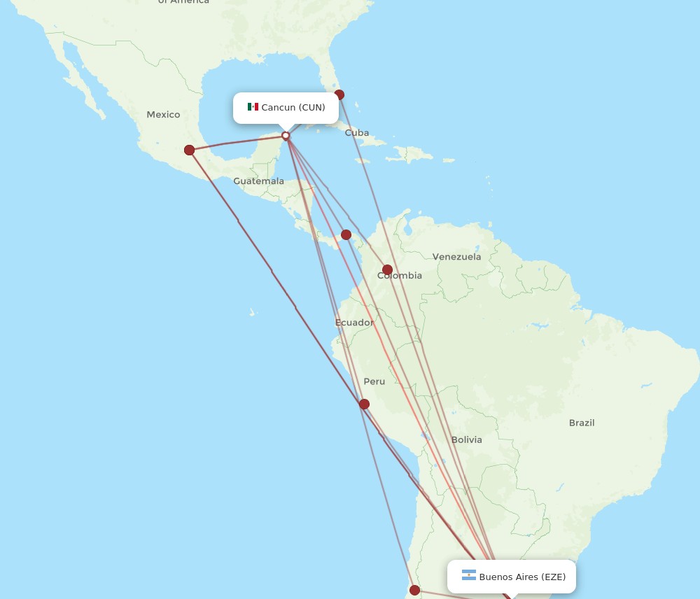 EZE-CUN flight routes