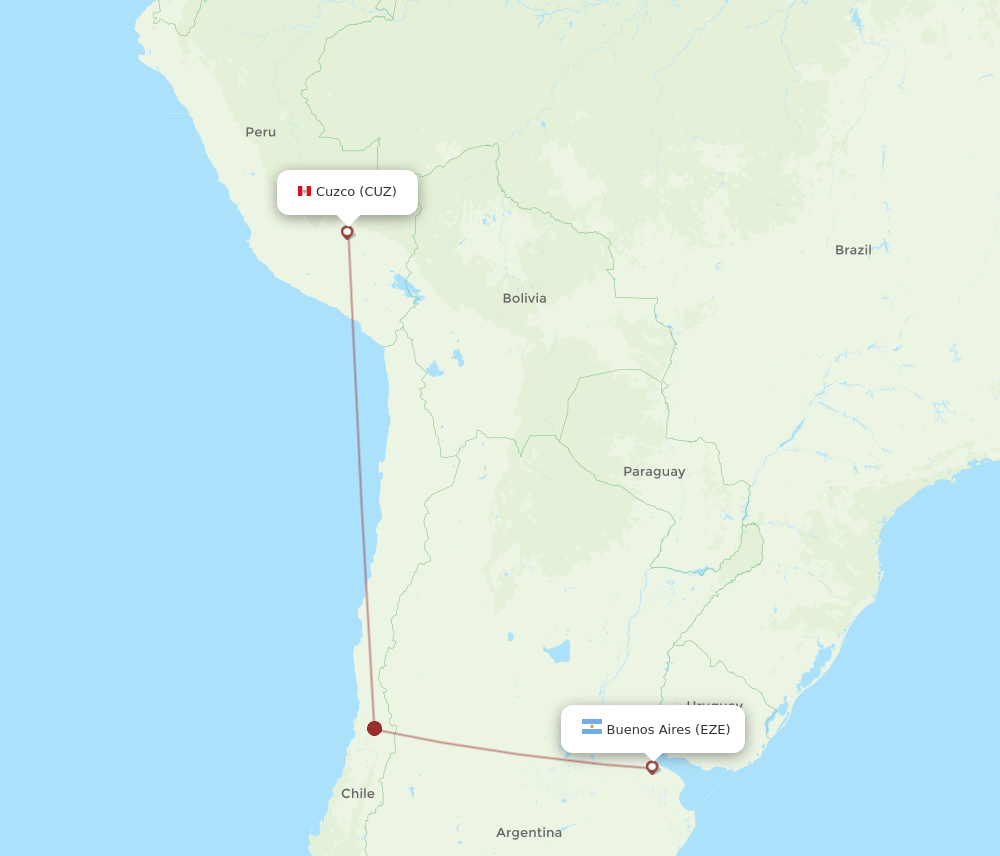 EZE to CUZ flights and routes map