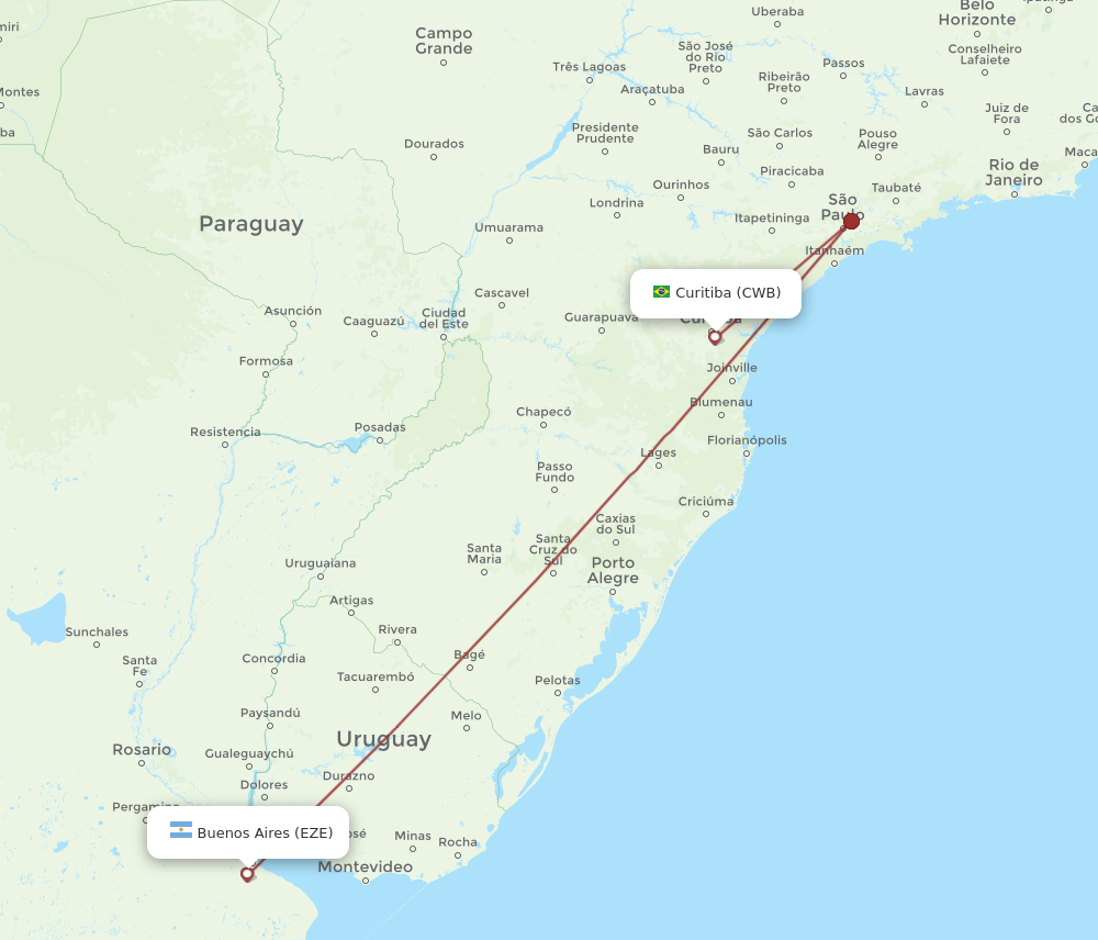 EZE-CWB flight routes