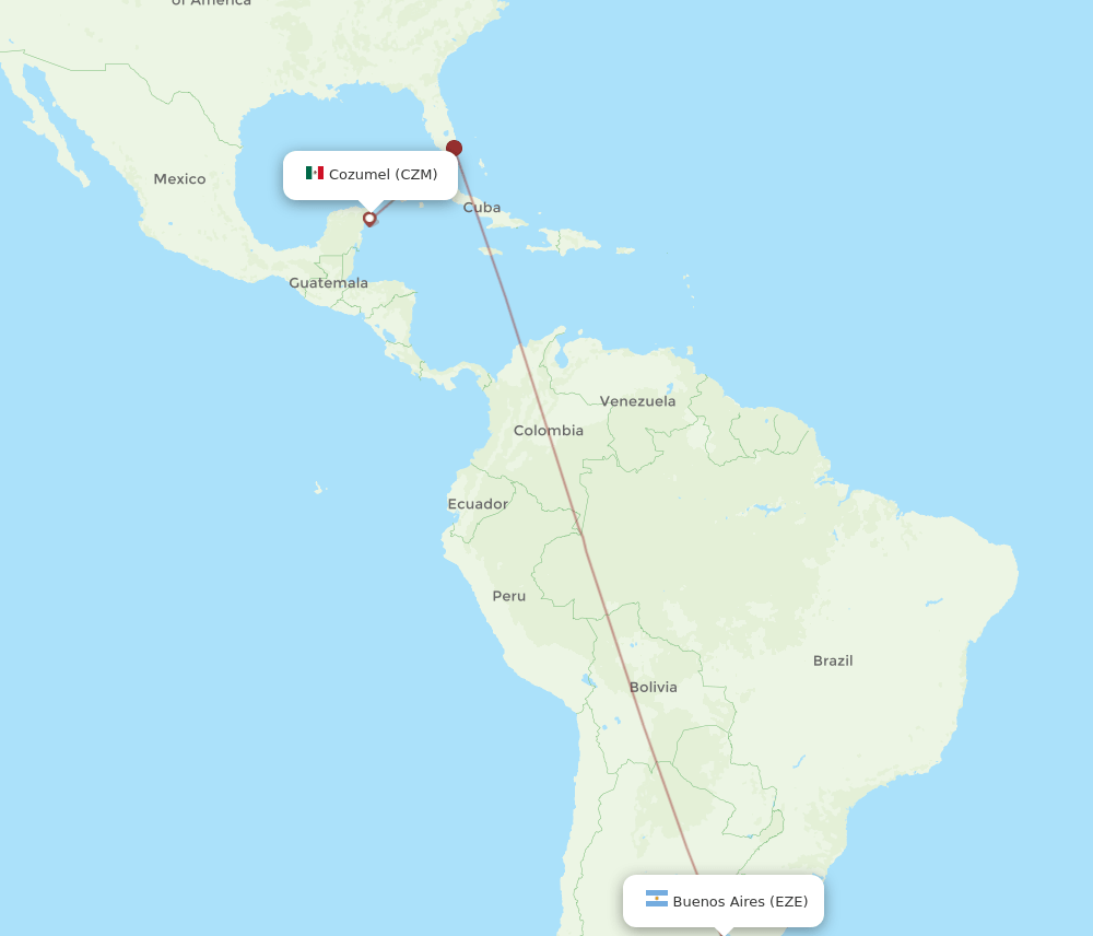 EZE-CZM flight routes