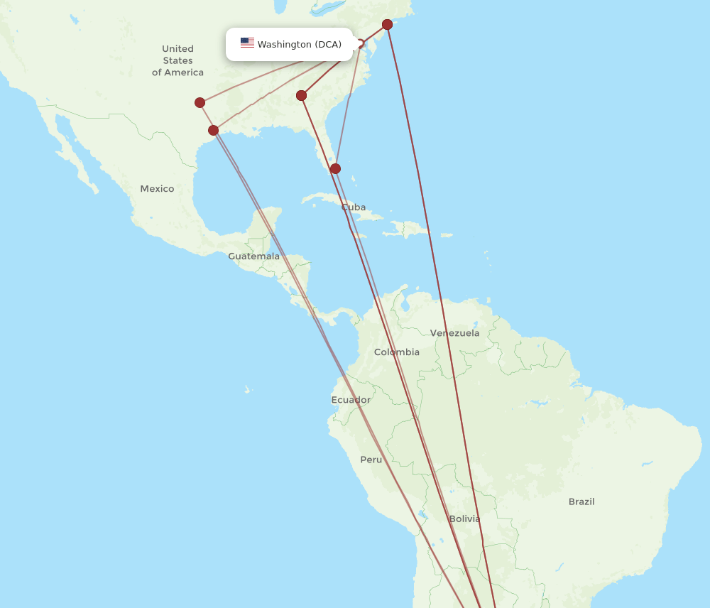 EZE-DCA flight routes