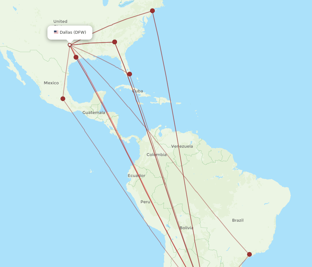EZE-DFW flight routes