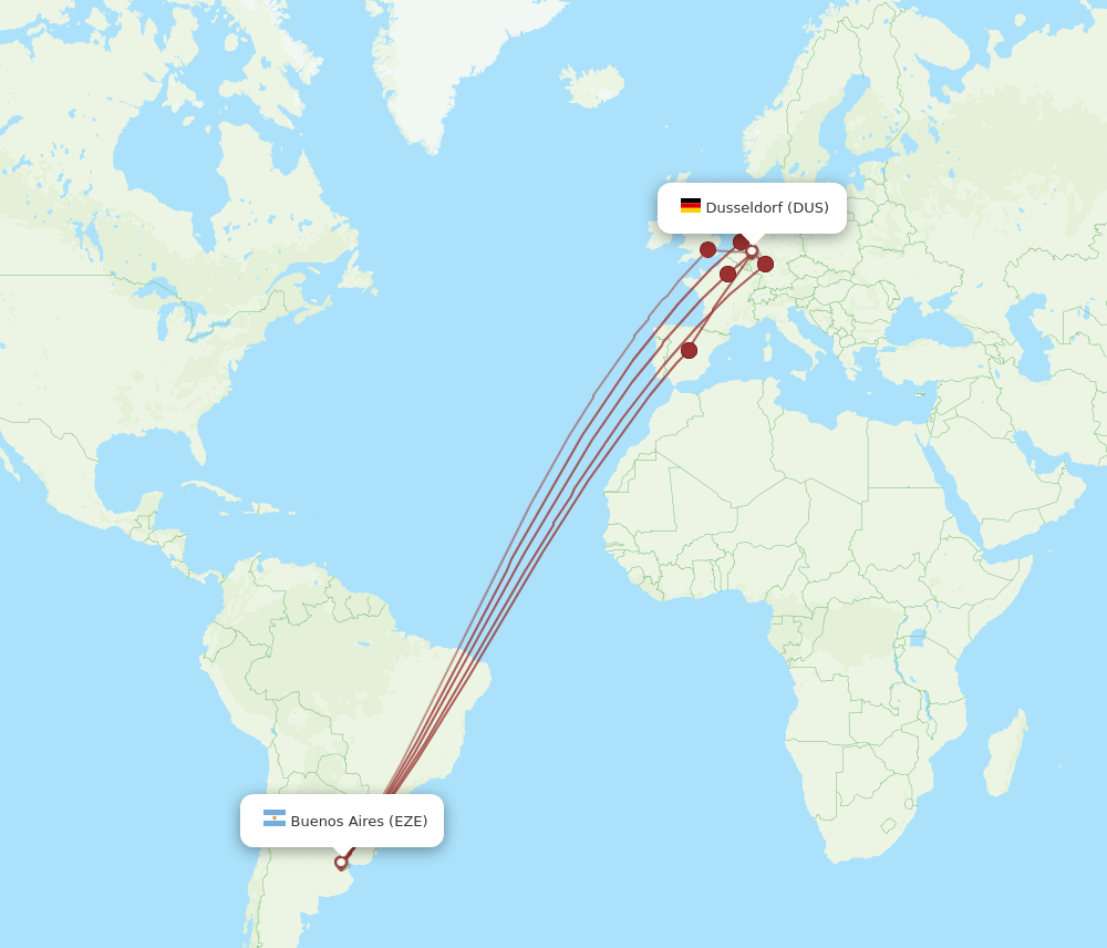 EZE-DUS flight routes