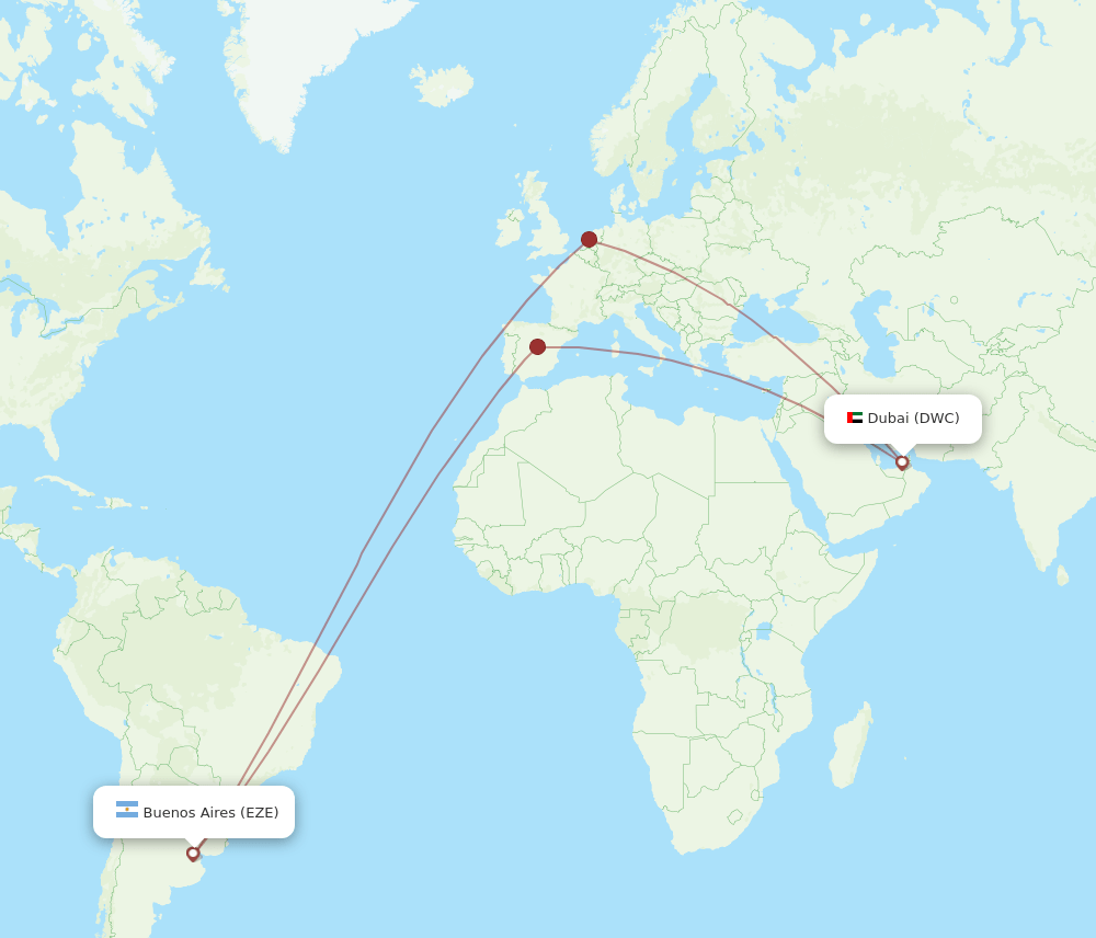 EZE-DWC flight routes