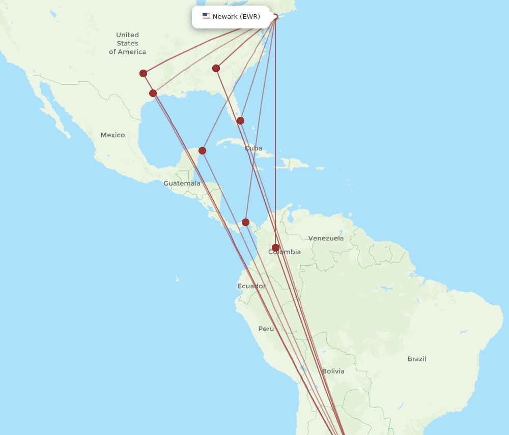 EZE-EWR flight routes