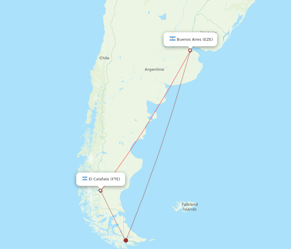 EZE to FTE flights and routes map