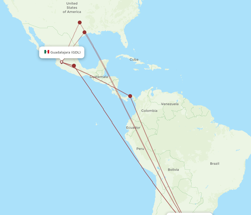 EZE-GDL flight routes