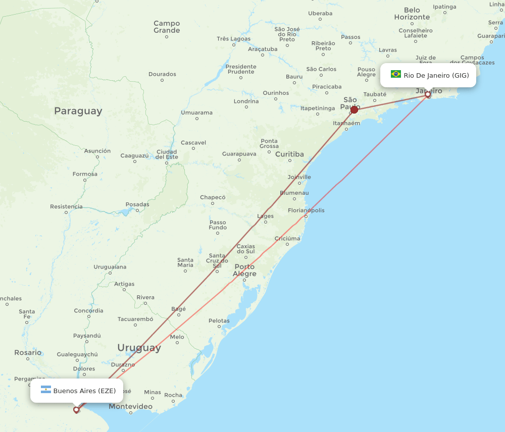 EZE to GIG flights and routes map