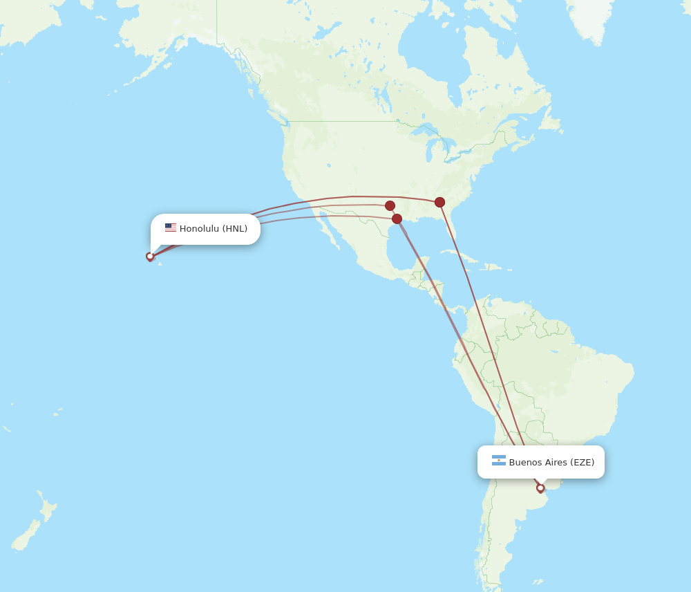 EZE to HNL flights and routes map