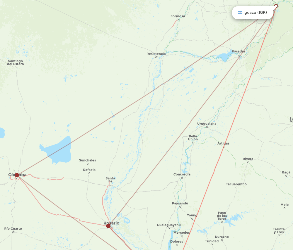 EZE to IGR flights and routes map