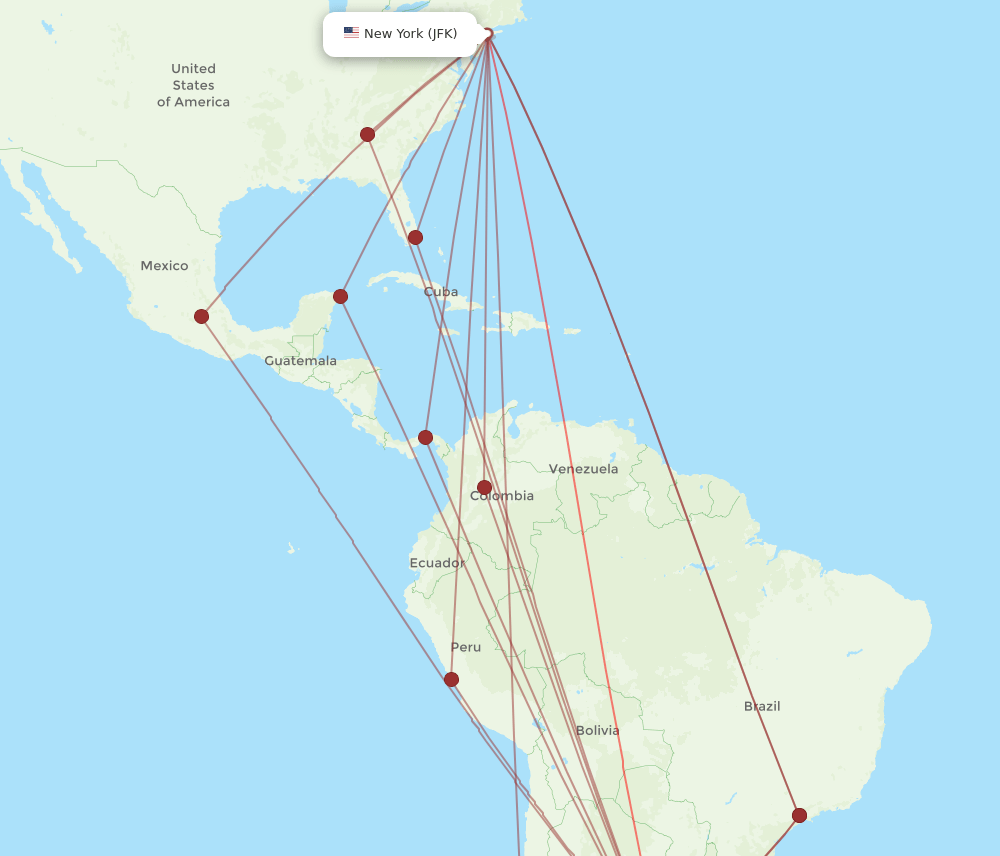 EZE-JFK flight routes