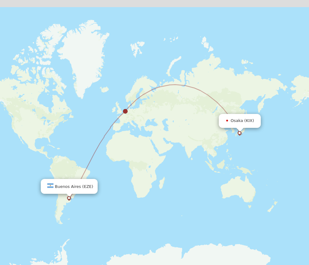 EZE to KIX flights and routes map