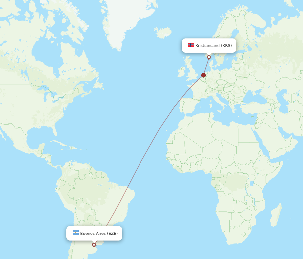KRS to EZE flights and routes map