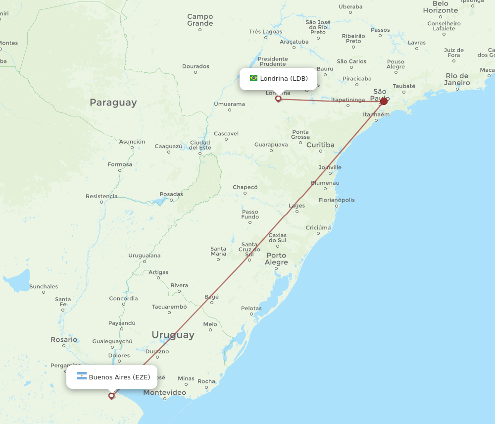 EZE to LDB flights and routes map