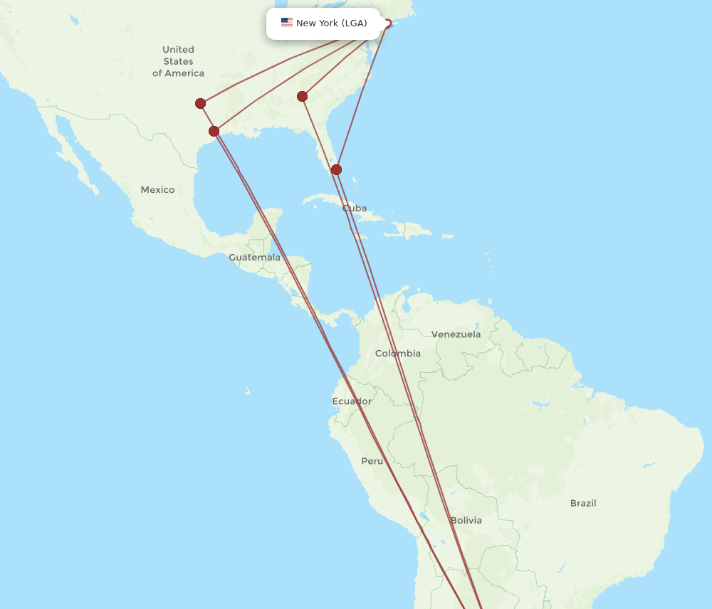 EZE to LGA flights and routes map