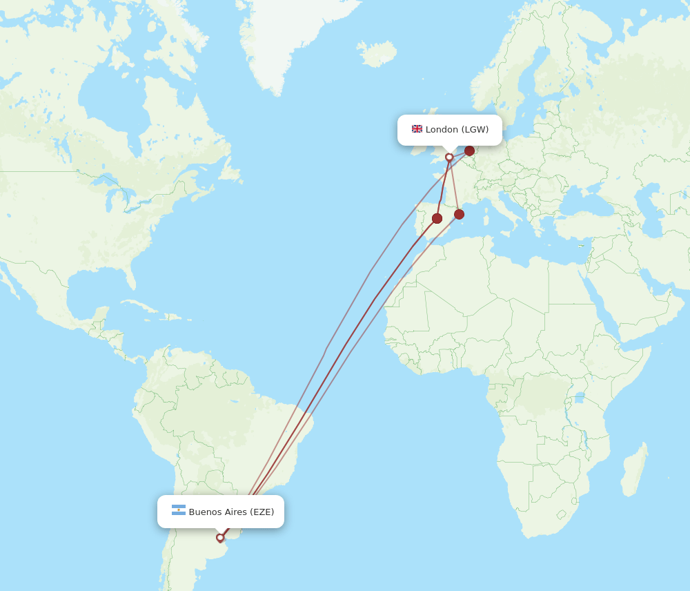 EZE-LGW flight routes