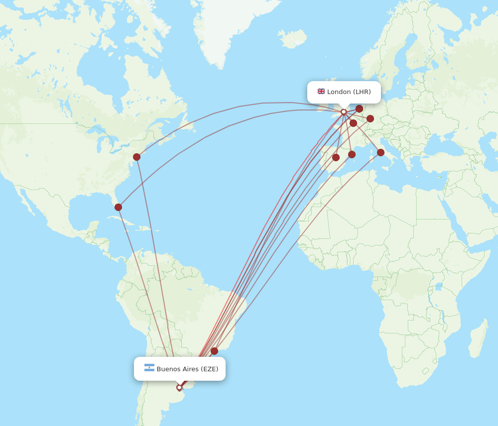 EZE-LHR flight routes