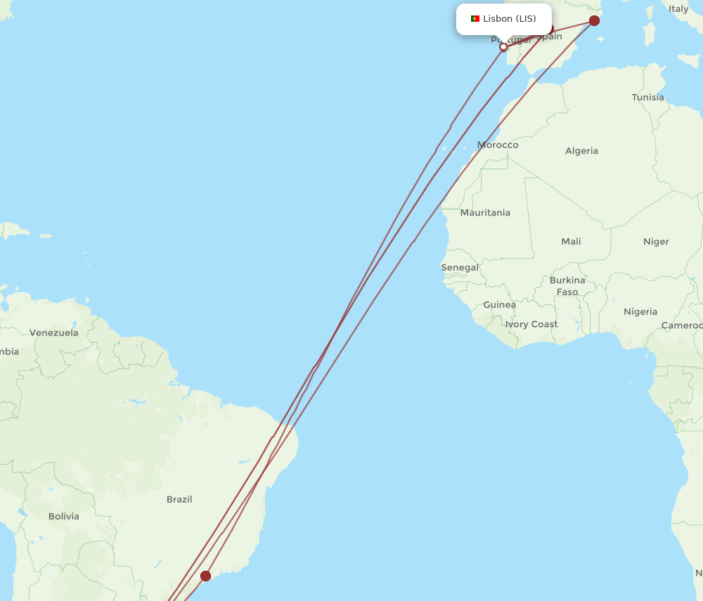EZE-LIS flight routes