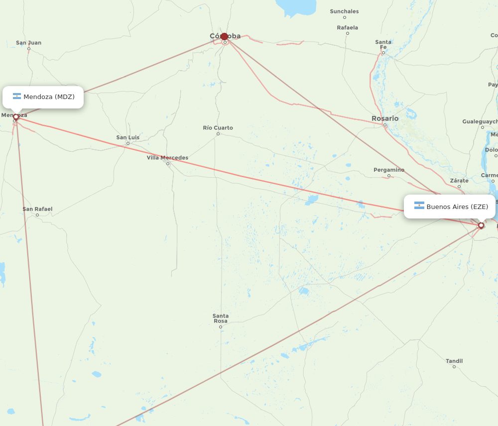 EZE to MDZ flights and routes map