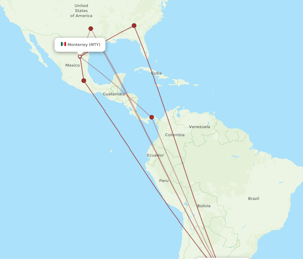 EZE-MTY flight routes