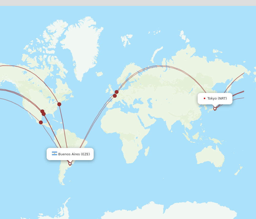 EZE to NRT flights and routes map
