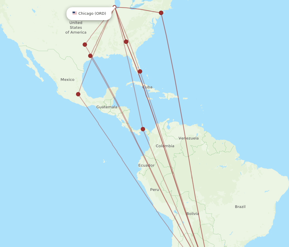 EZE-ORD flight routes