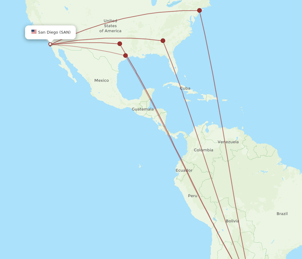 EZE-SAN flight routes