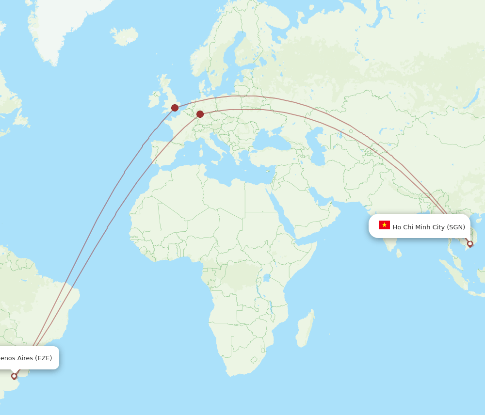 EZE-SGN flight routes