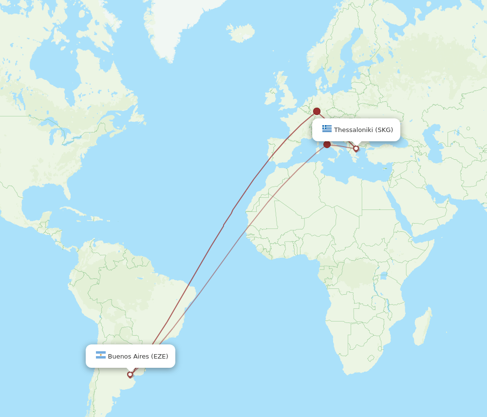 EZE-SKG flight routes