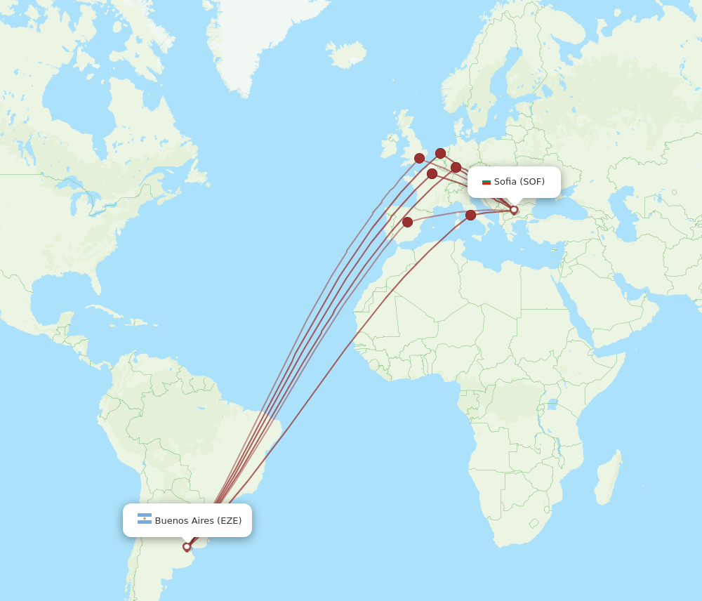 EZE-SOF flight routes