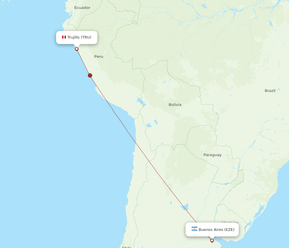 EZE to TRU flights and routes map