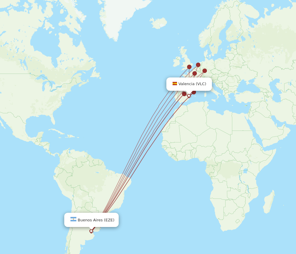 EZE-VLC flight routes