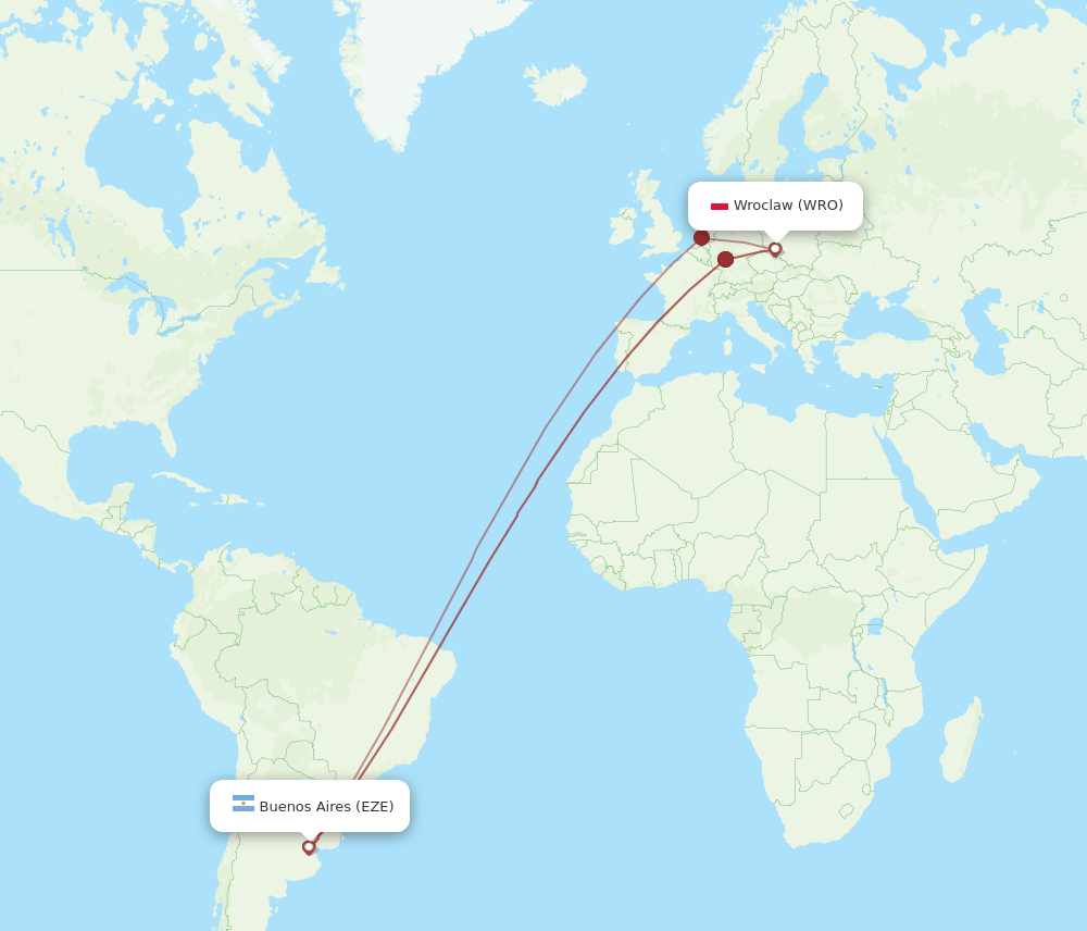 EZE-WRO flight routes