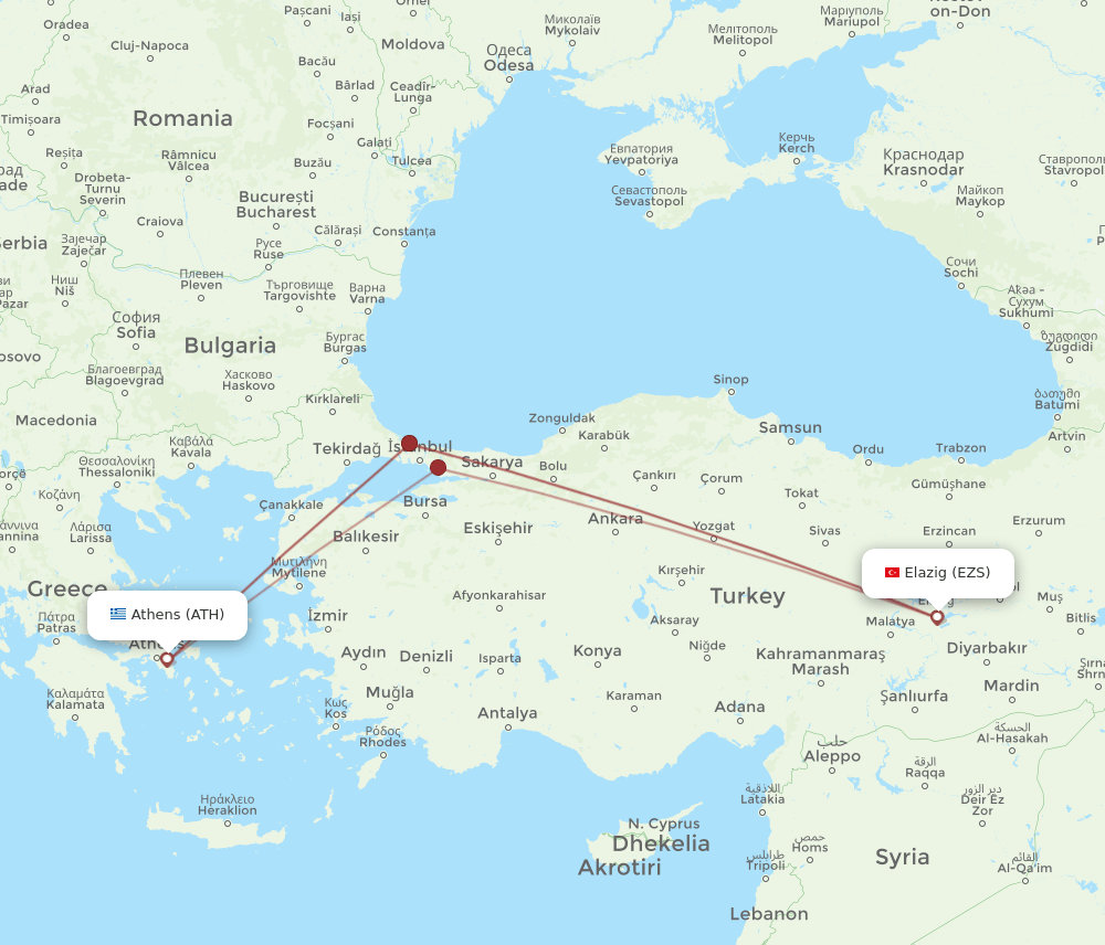 EZS-ATH flight routes