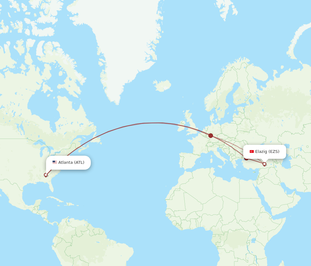 EZS-ATL flight routes