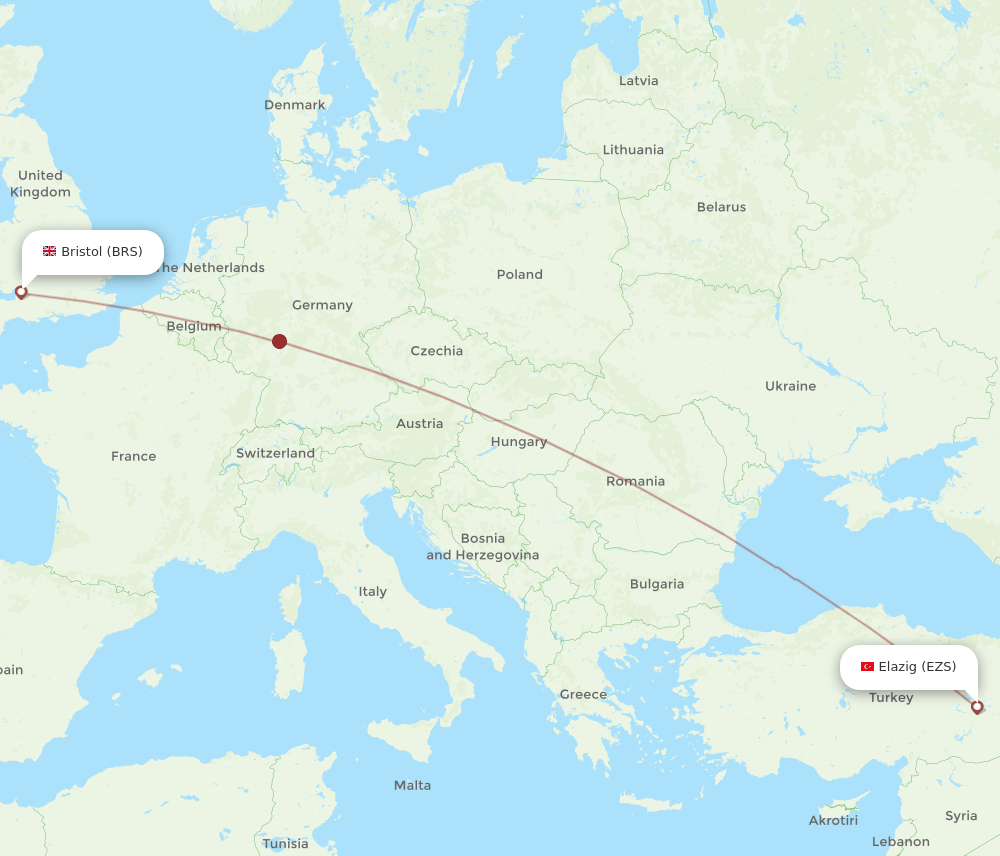 BRS to EZS flights and routes map