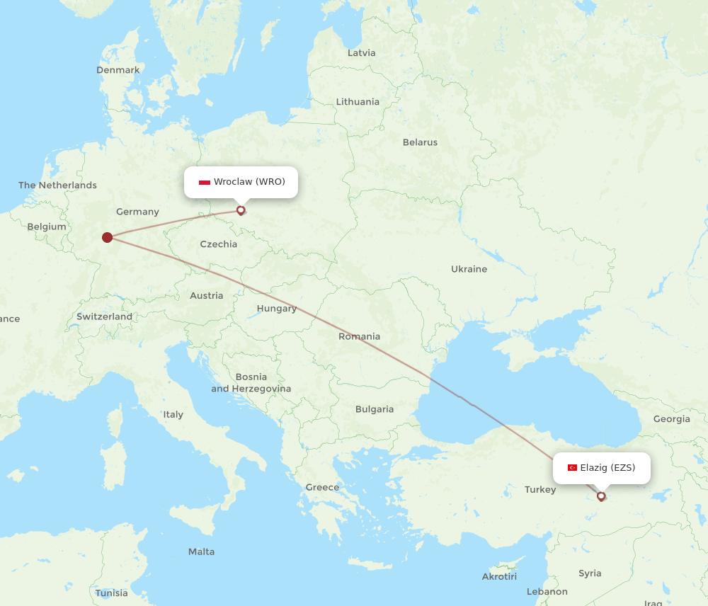 EZS-WRO flight routes