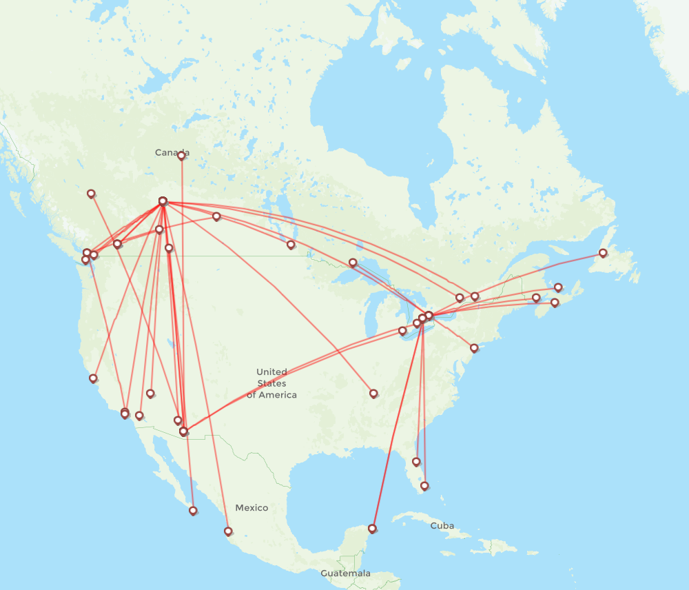 Flair Airlines destination map