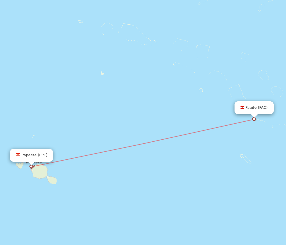 FAC to PPT flights and routes map