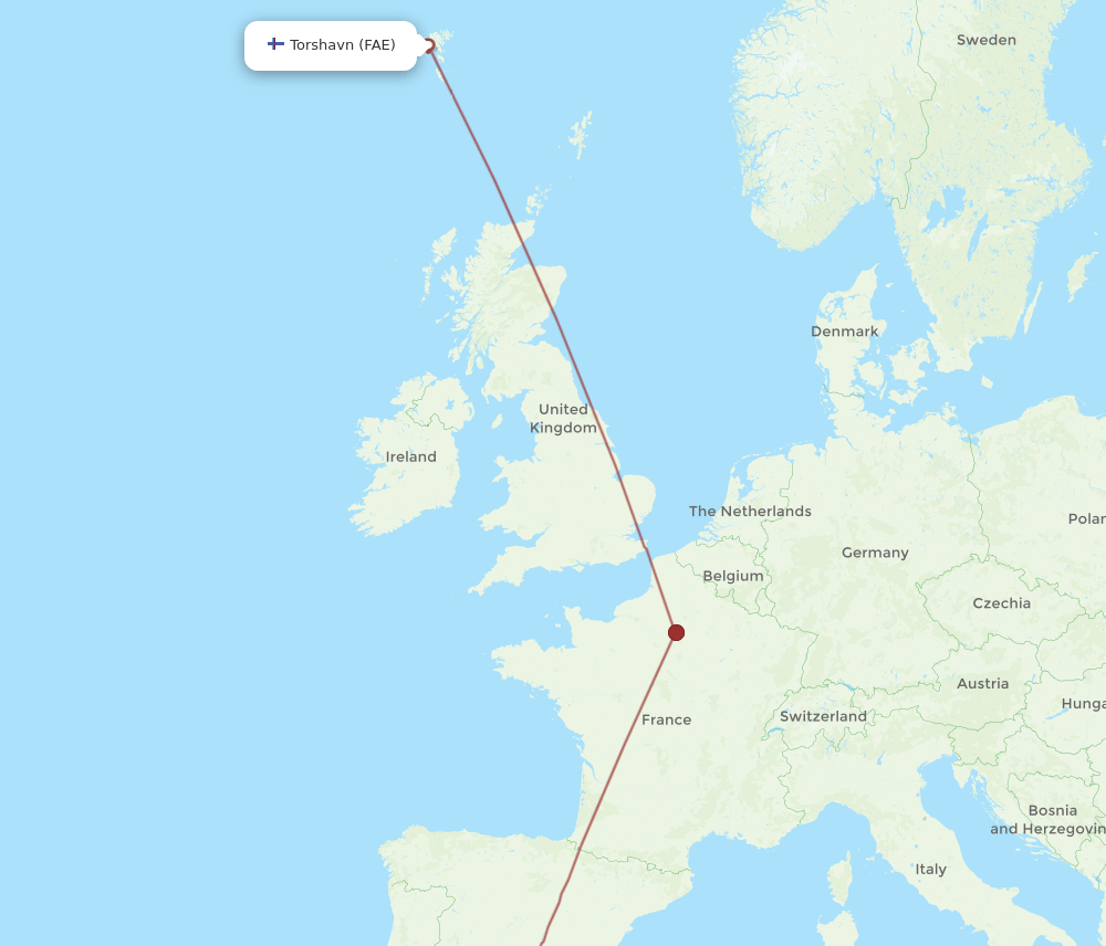 FAE to AGP flights and routes map