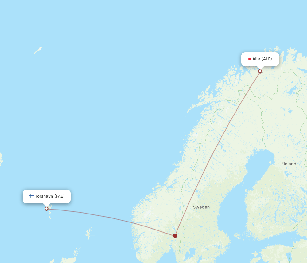 FAE to ALF flights and routes map