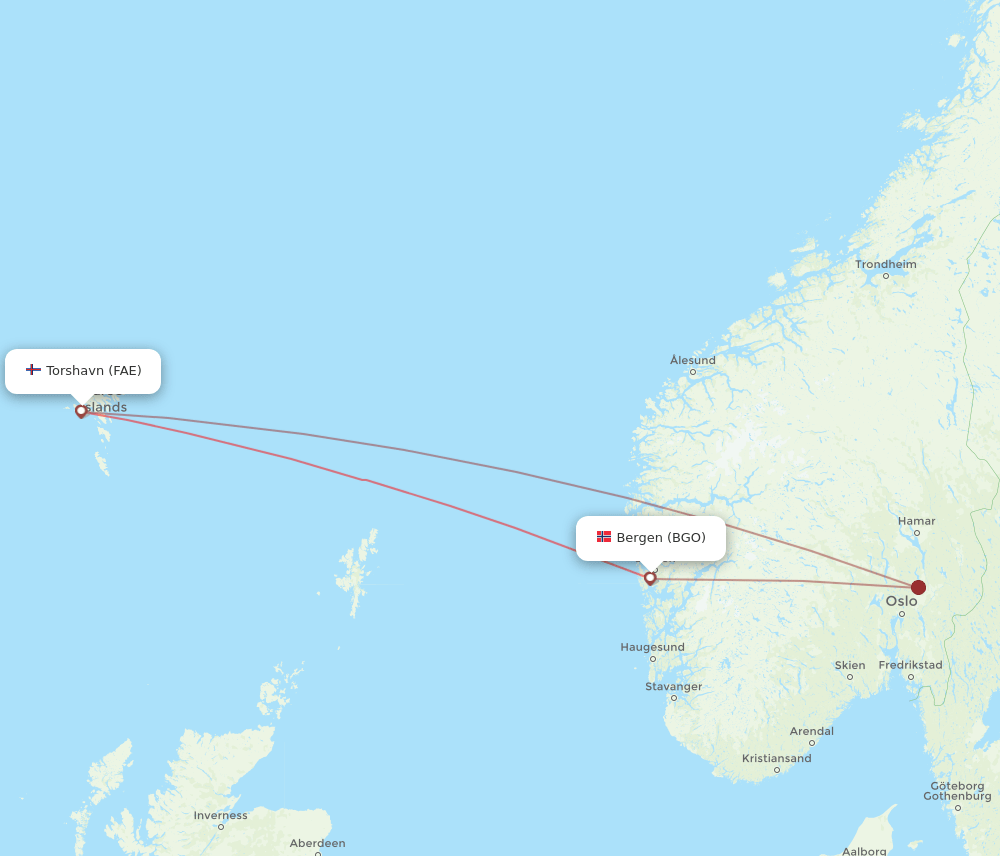 FAE-BGO flight routes